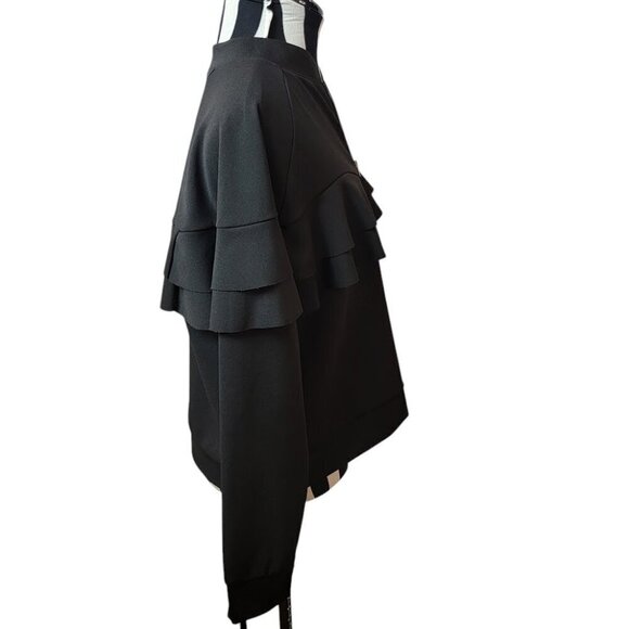 Emelia Black Ruffle Trim Zip Up Stretch Professional Jacket - SIze S - Picture 5 of 10